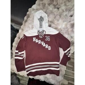 VTG Champion Heritage Harvard Crimson Hockey Jersey Hoodie Sweatshirt Mens XL